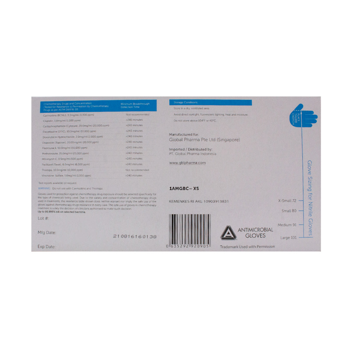 Cosmo Med Non Sterile Powder Free Nitrile Gloves Size XS - L