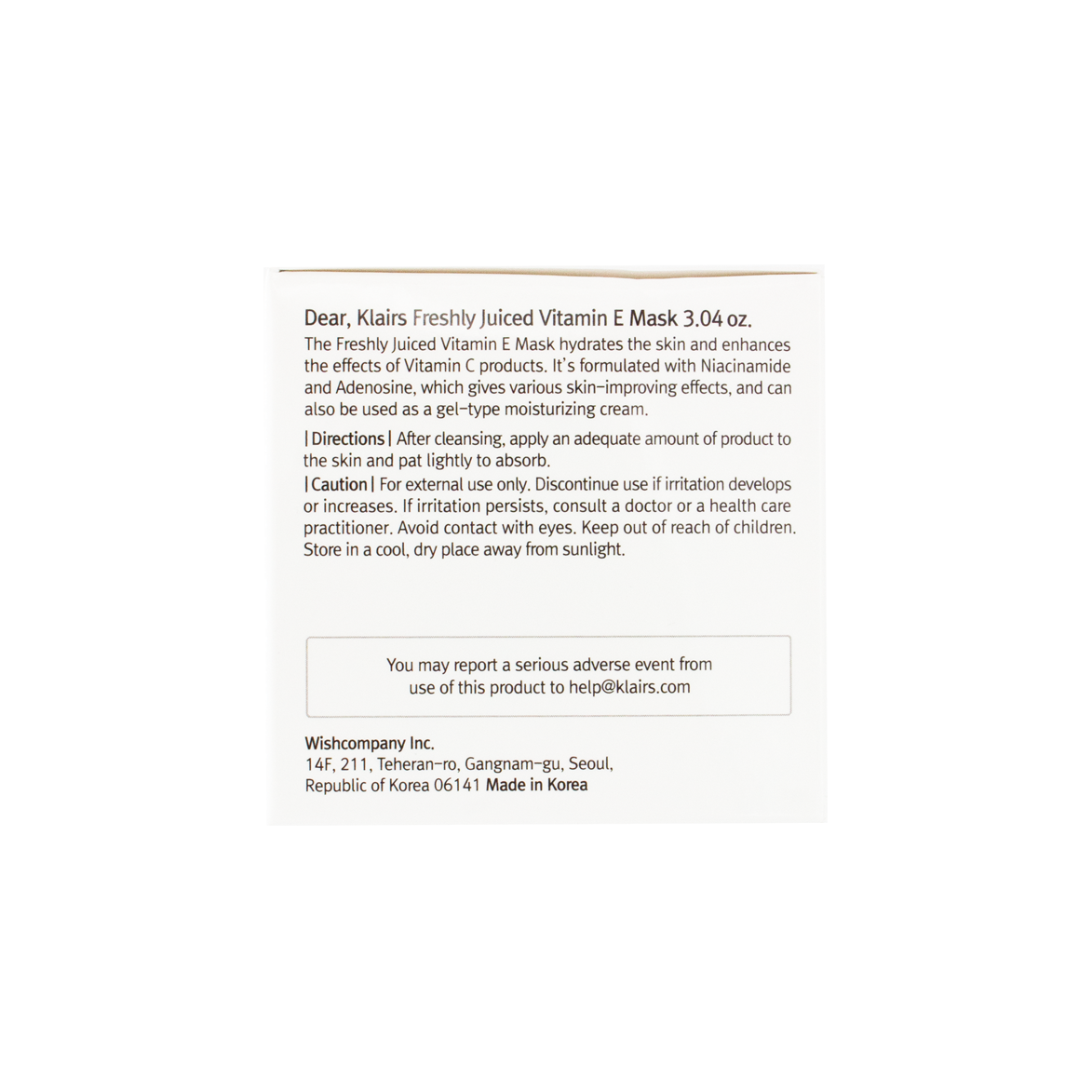 Dear Klairs Freshly Juiced Vitamin E Mask 90ml
