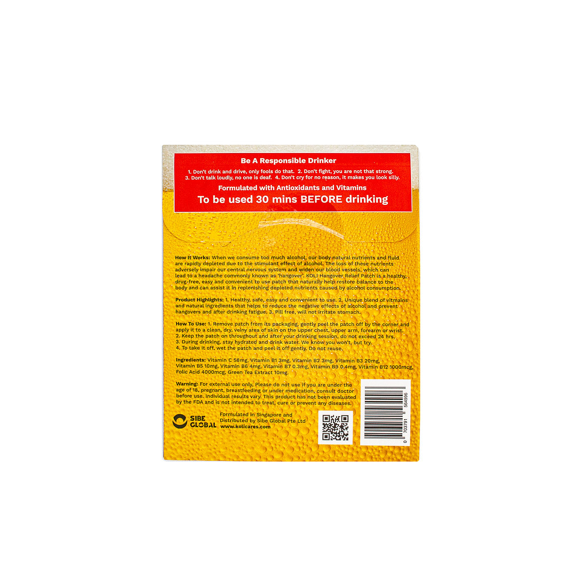 Koli Hangover Relief Patch (4 Patches)