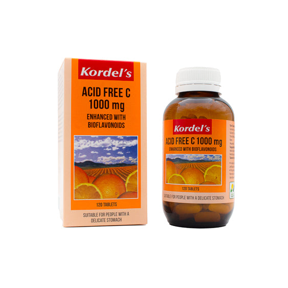 Kordel's Acid Free Vitamin C 1000 mg Supplement (120 Tablets) - Single/Twin Pack