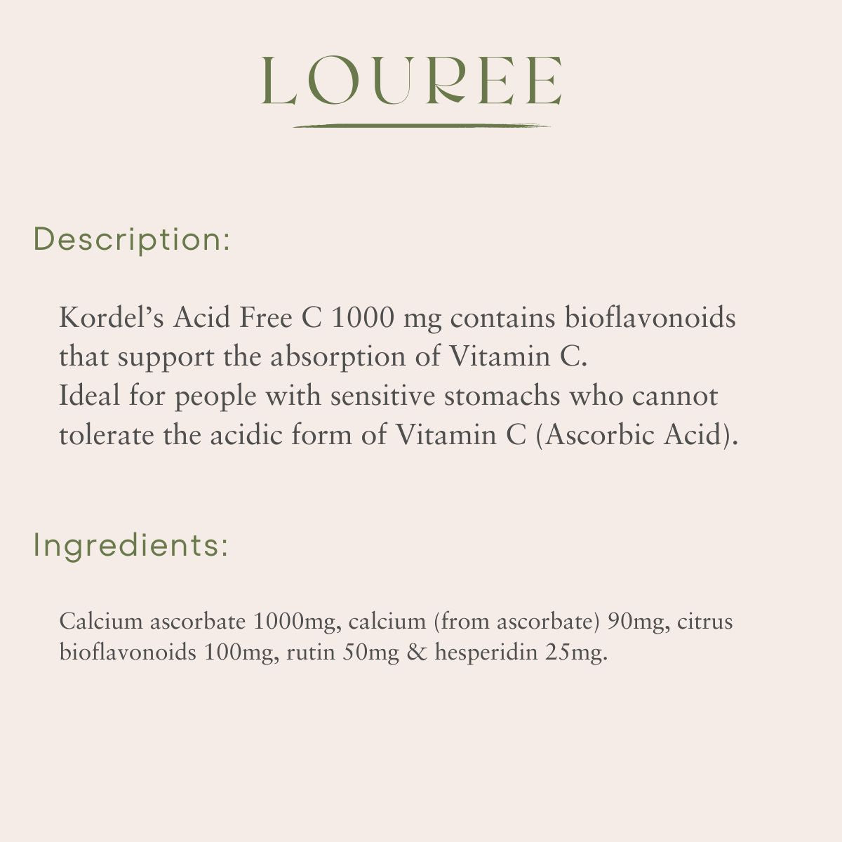 Kordel's Acid Free Vitamin C 1000 mg Supplement (120 Tablets) - Single/Twin Pack