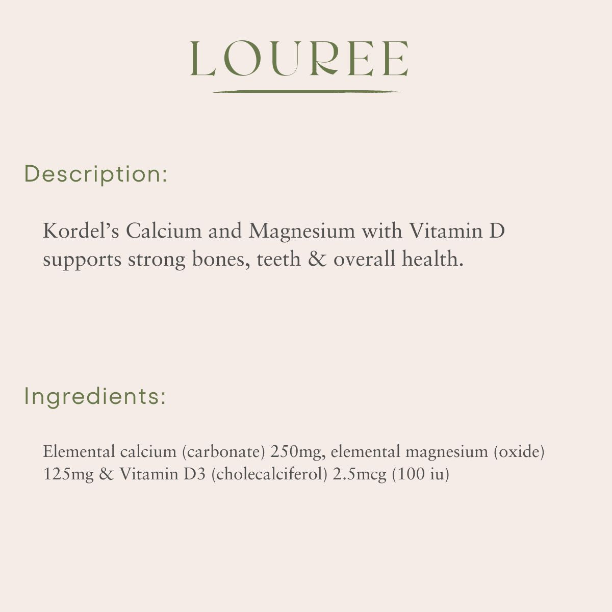 Kordel's Calcium & Magnesium + Vitamin D Supplement (90 Capsules) - Single/Twin Pack