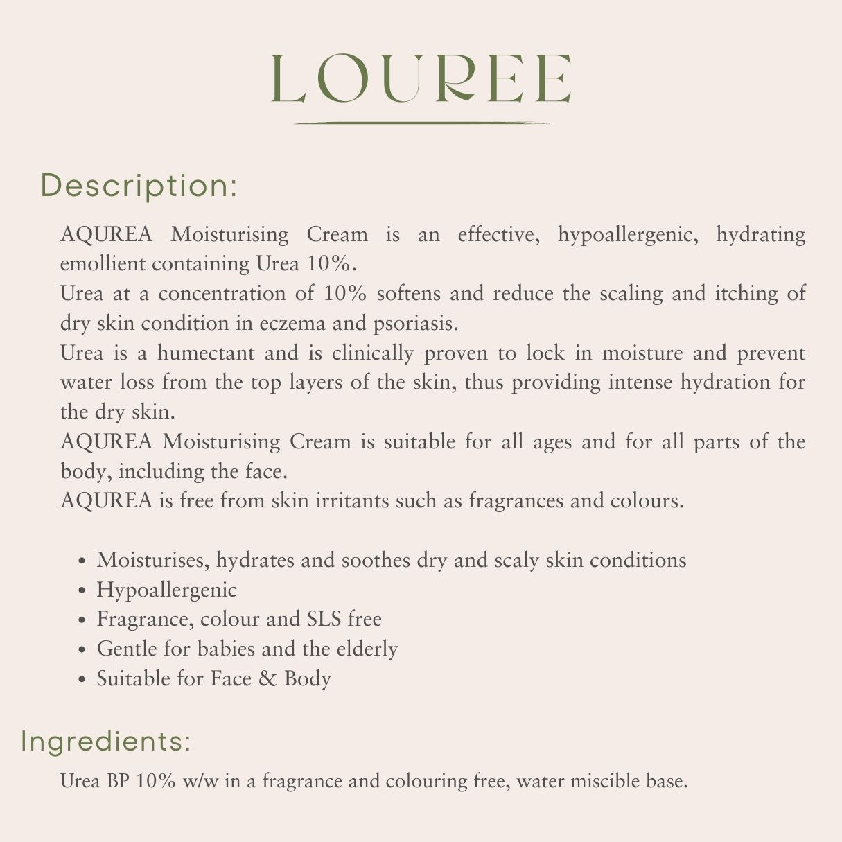 aqurea moisturising cream uses