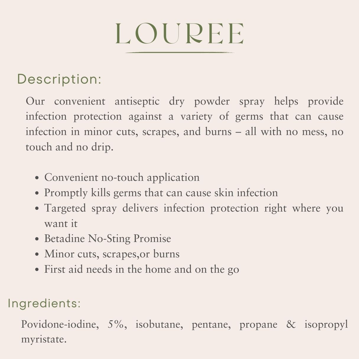 betadine dry powder spray uses
