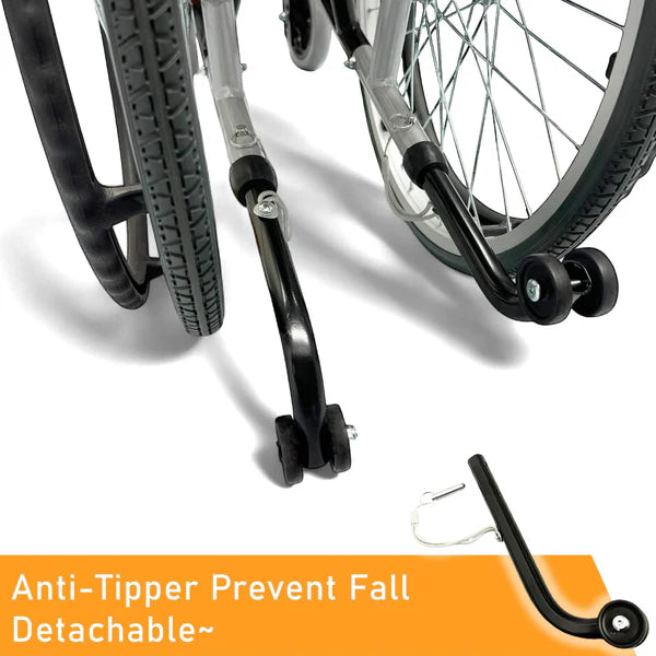 Armrest Lift Up & Footrest Detachable Self-Push Wheelchair with Anti Tipper 16 Inch