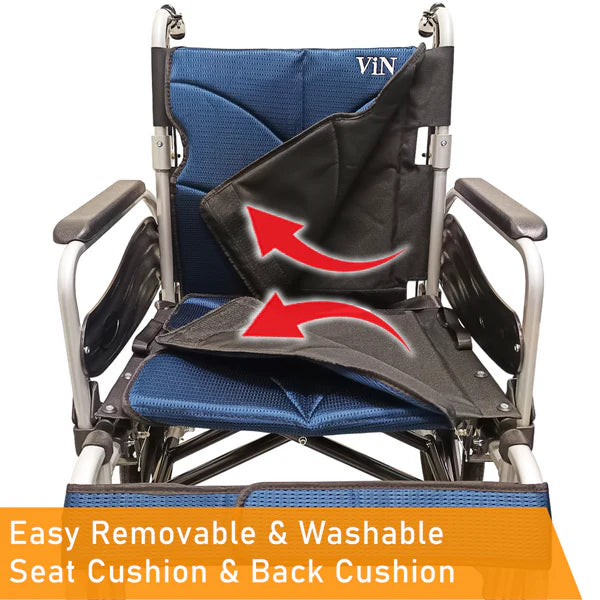 Armrest Lift Up & Footrest Detachable Removable Washable Seat Cuhsion Cover Self-Push Wheelchair with Anti Tipper 20 Inch