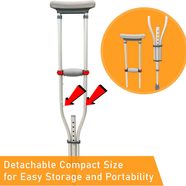 Foldable Detachable Lightweight Underarm Crutches With Height Adjustment
