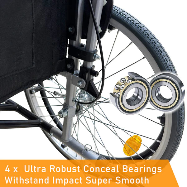 Armrest Lift Up & Footrest Detachable Self-Push Wheelchair with Anti Tipper 18 Inch