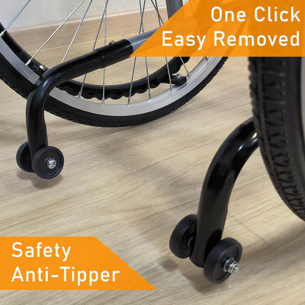 Self-Push Wheelchair Elevating Detachable Footrest with Flip-up Armrest, Anti Tipper