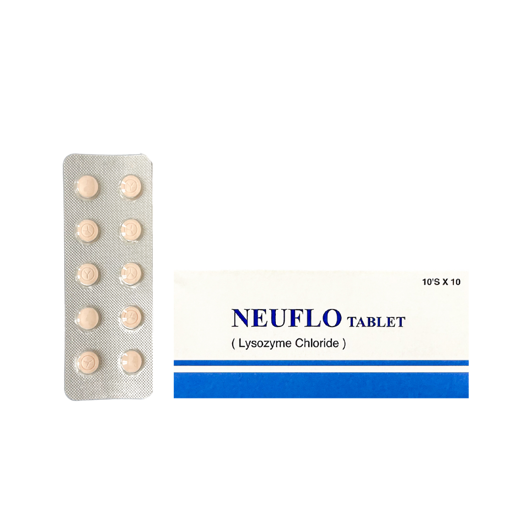 Neuflo (Lysozyme Chloride) 90mg 100 Tabs