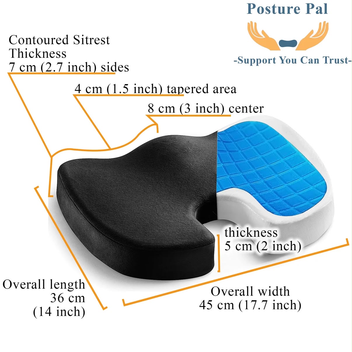 Premium Memory Foam Seat Cushion with Cooling Gel