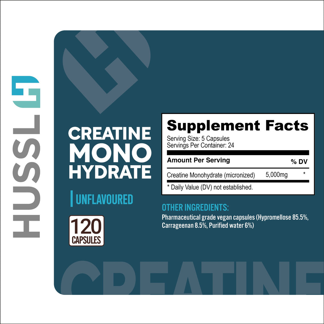 HUSSL Creatine Monohydrate Vegan Capsules 120 Capsules