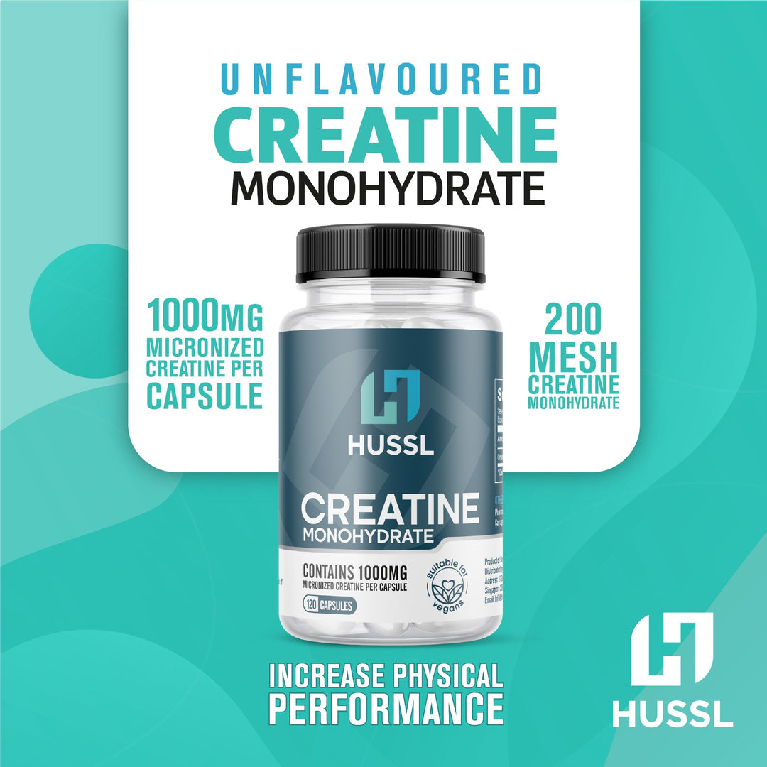 HUSSL Creatine Monohydrate Vegan Capsules 120 Capsules