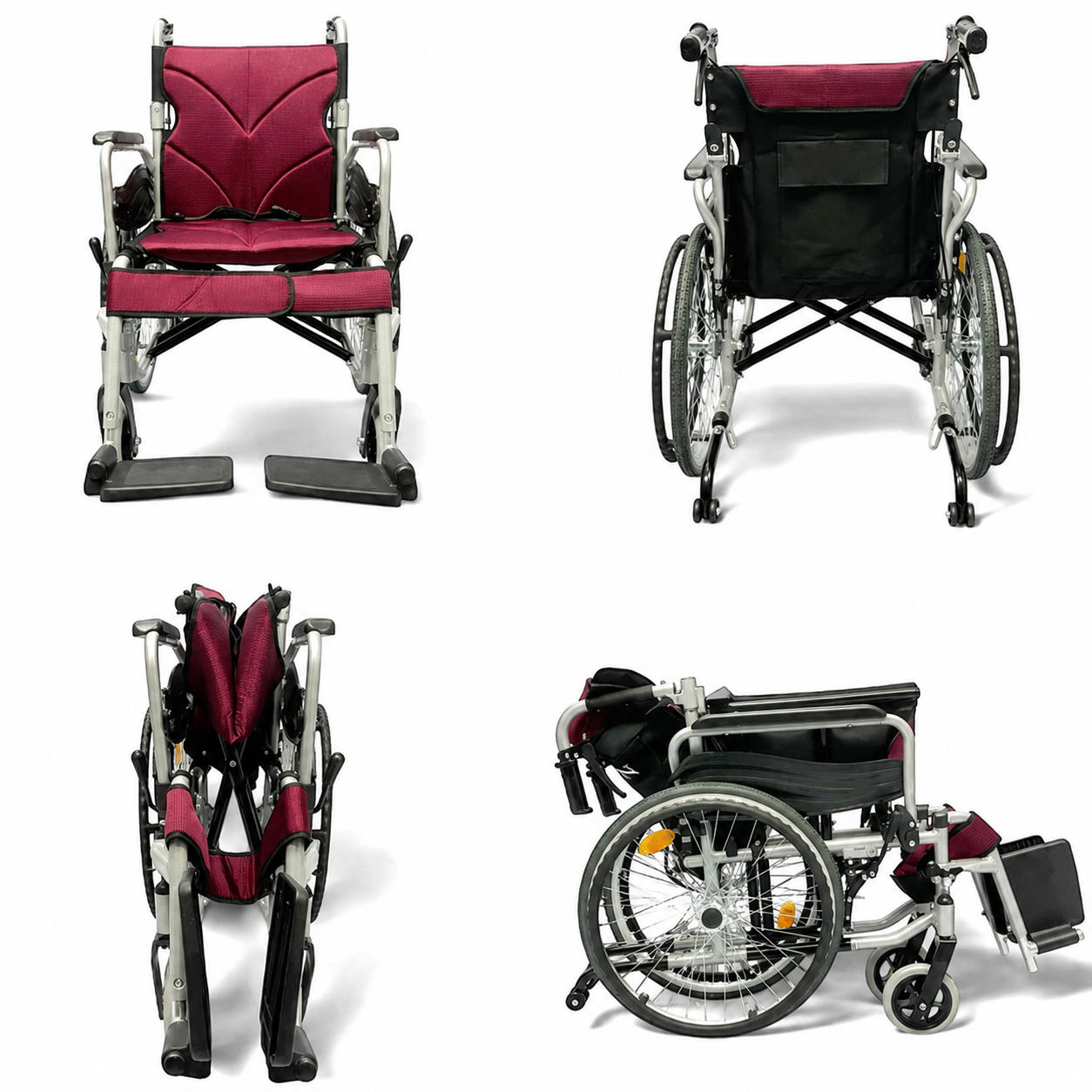 Armrest Lift Up & Footrest Detachable Self-Push Wheelchair with Anti Tipper 18 Inch