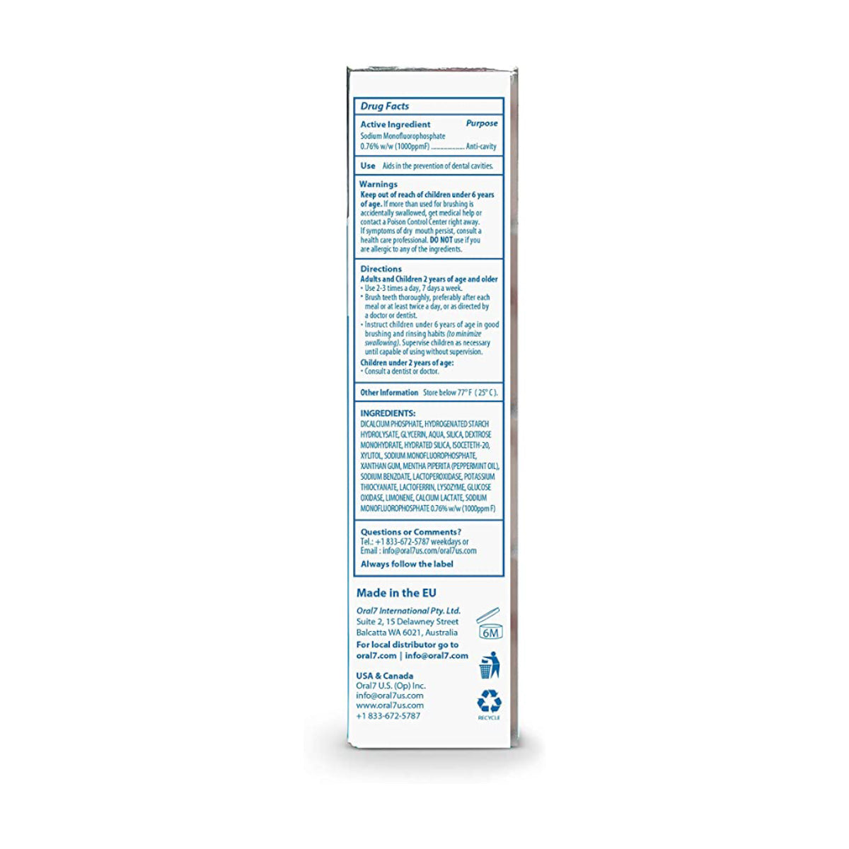 Oral 7 Moisturising Toothpaste 75ml