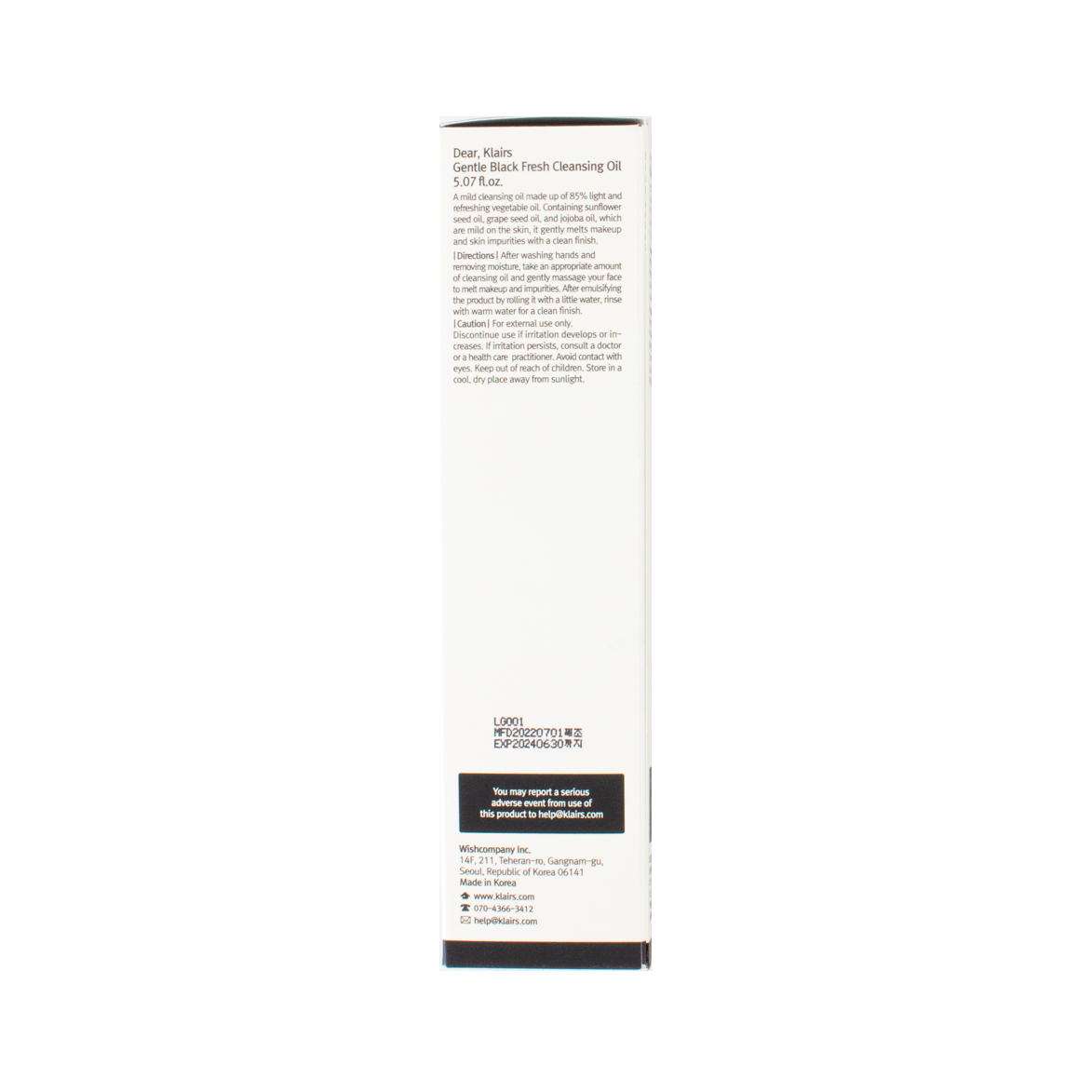 Dear Klairs Gentle Black Fresh Cleansing Oil 150ml